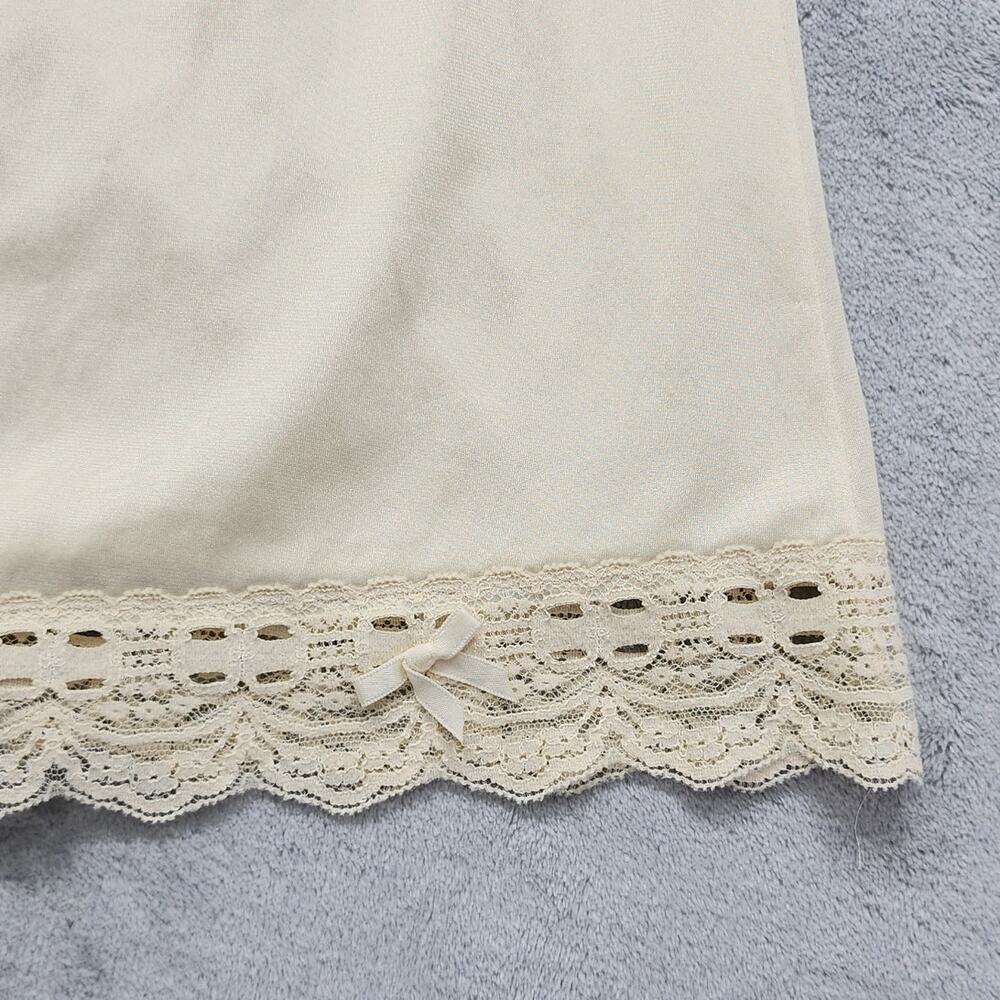 Vintage Olga‎ Half Slip Women's Size M Beige Nylon Lace Trim Bow Skirt Pull On - Picture 2 of 9